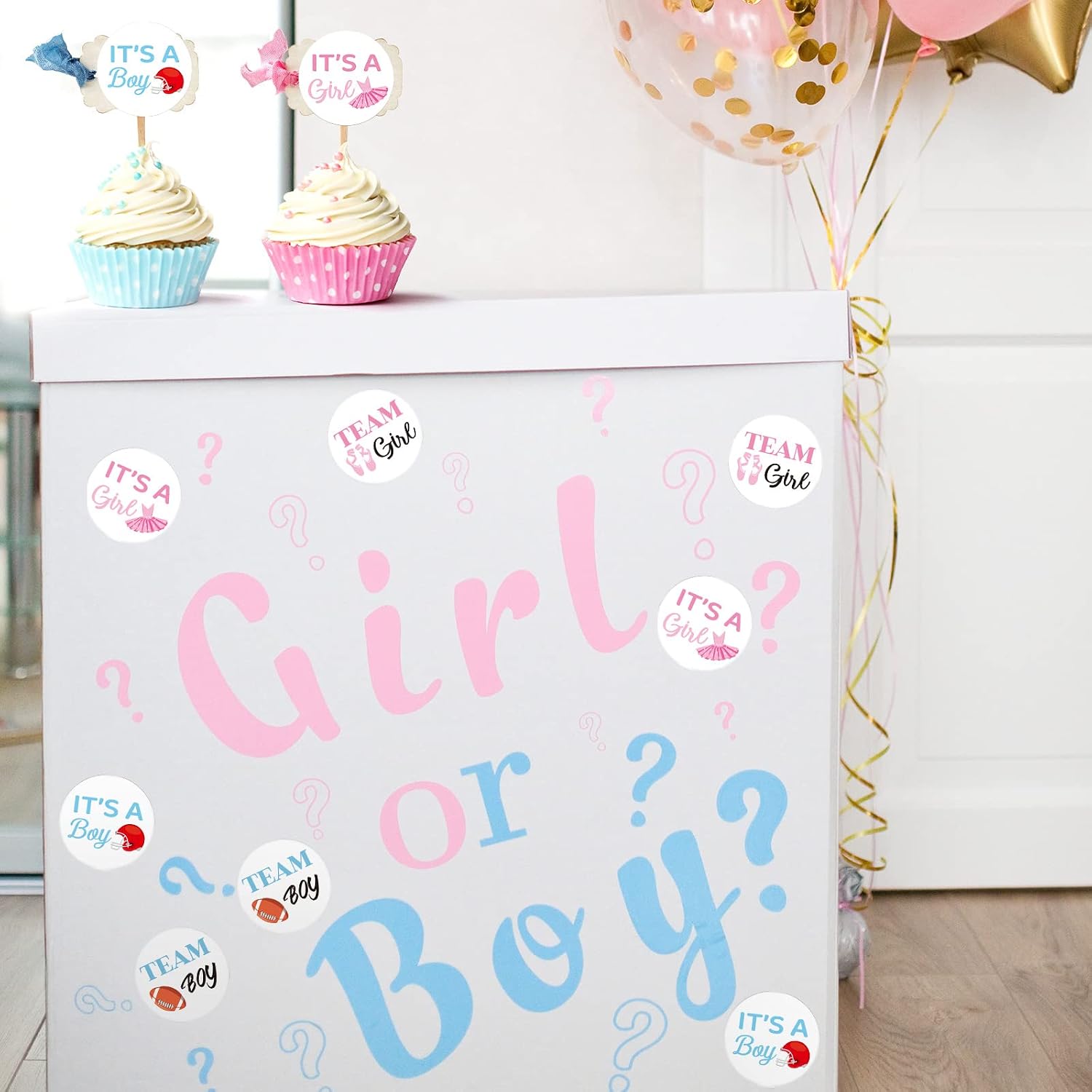 Gueevin Touchdowns or Tutus Gender Reveal Poster Game with 72 Pcs Stickers