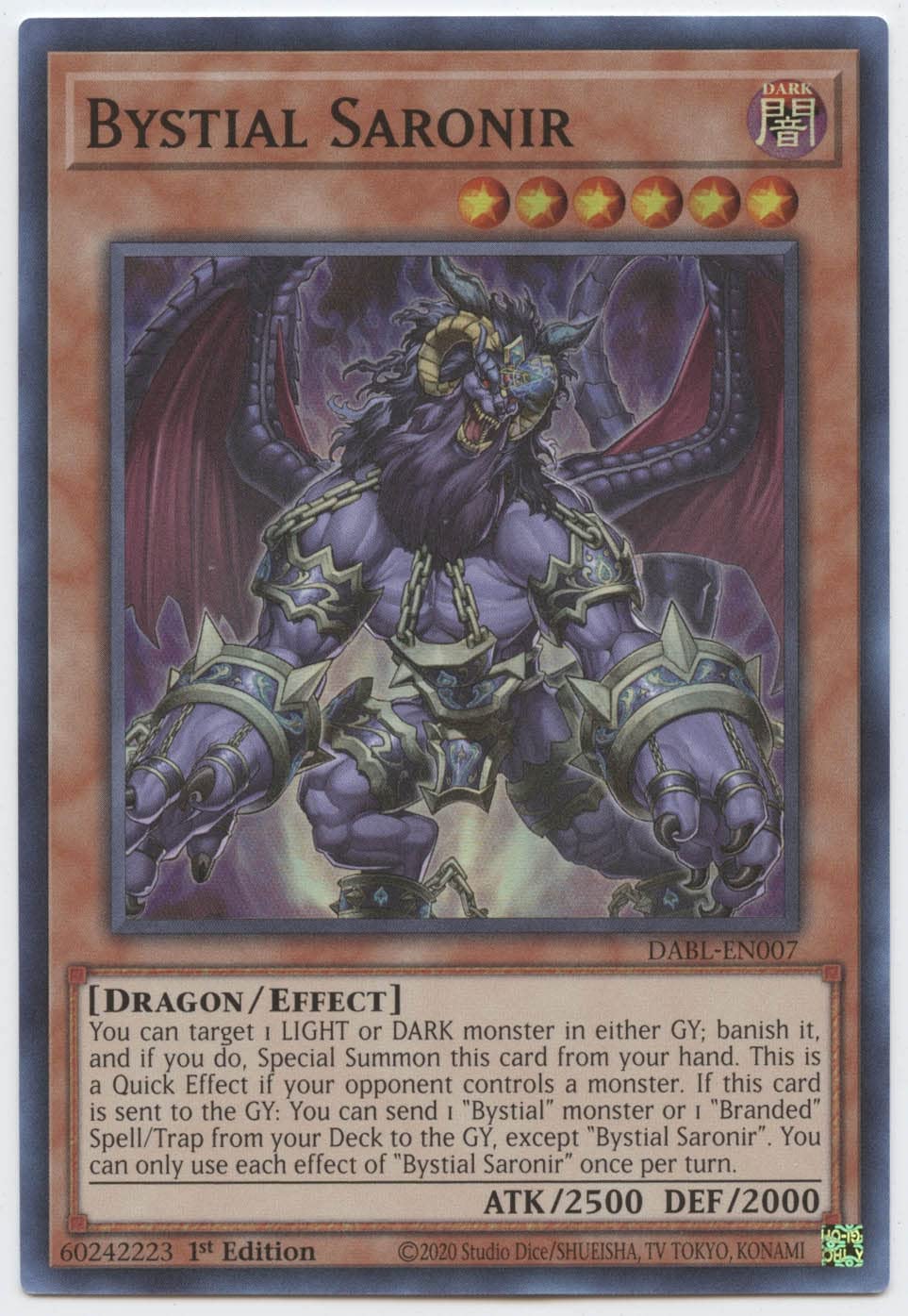 dababy yugioh card Amazon.com: Yu-Gi-Oh! Bystial Saronir - DABL-EN007 - Super Rare