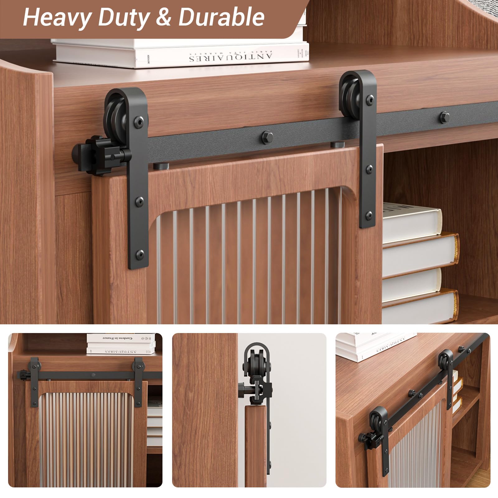 4FT/122cm Mini Binario Porta Scorrevole per Porta TV ad anta Singola Armadio Guardaroba Piccolo (Senza anta Dell'armadio)