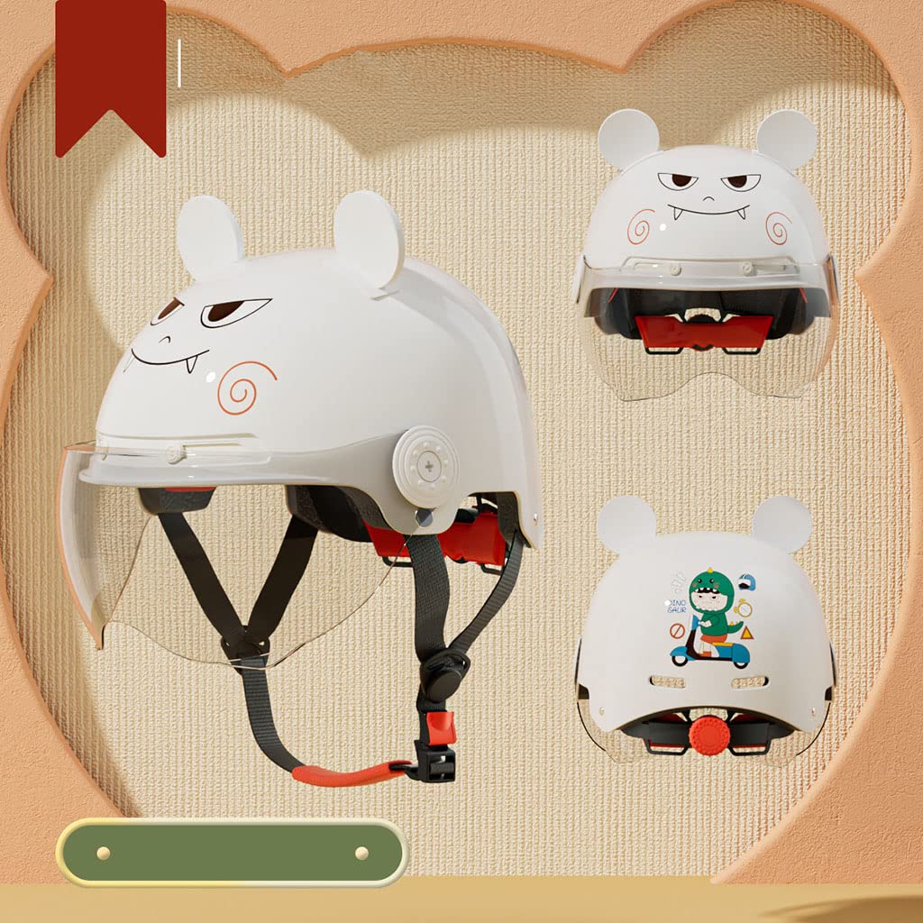 Street Boys and Girls Cycling Motorcycle Retro Helmet Ultralight Adjustable 3/4 Style Cute Printing Helmet,45-65CM,for Outdoor Vespa Scooter Cruiser Chopper Skateboard DOT Approved Helmet-I