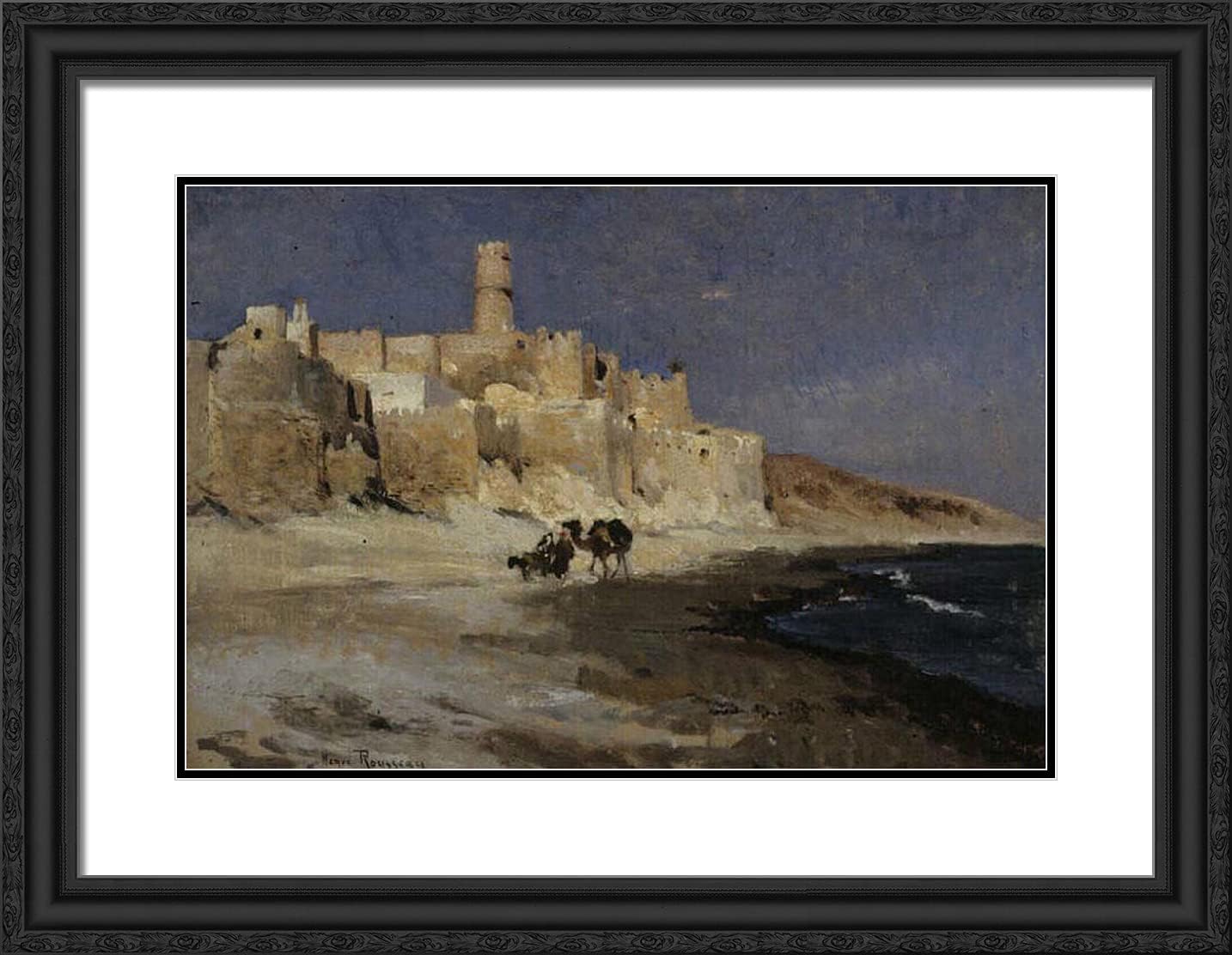 ArtDirect Rousseau, Henri 24x19 Gold Ornate Framed Art Print with Double Matting Titled: Kasbah Monastery