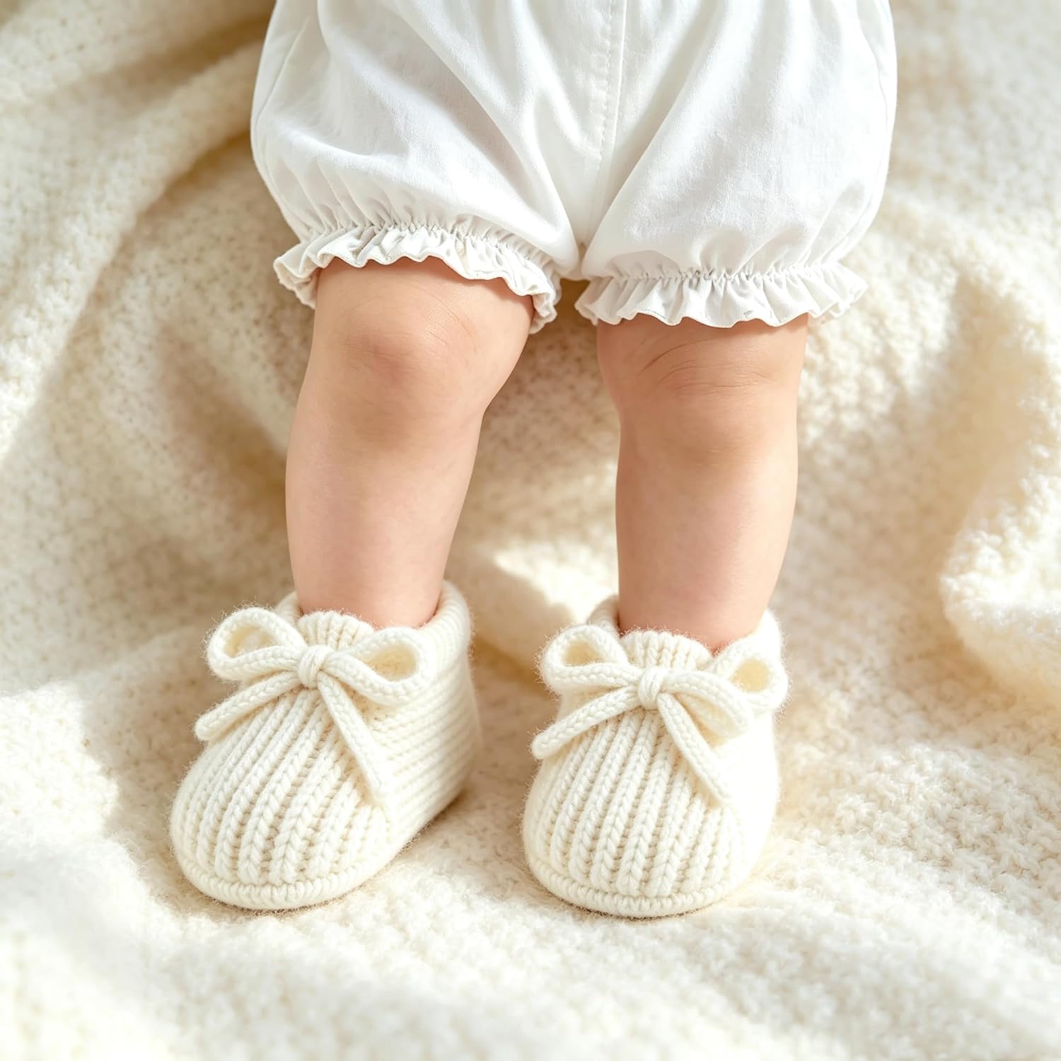 Jastore Baby Boys Girls Knit Shoes Newborns Baby Booties Soft Warm First Walking Shoes for Infant