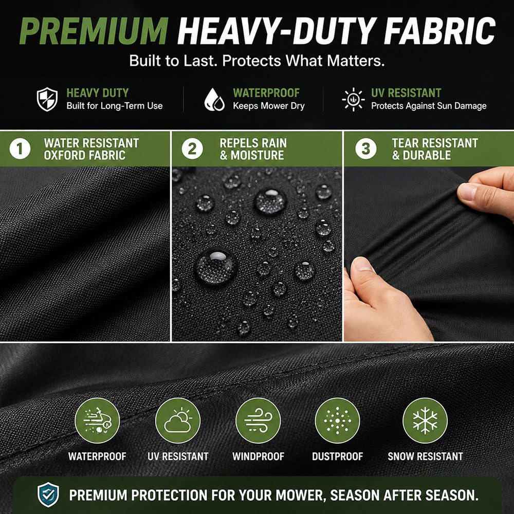 Funda para Tractor Cortacésped para Alpina AT4 84 A 84 cm Deck, Tejido Oxford Resistente con Borde Ajustable, Cubierta contra Lluvia Polvo Sol Nieve y Hojas