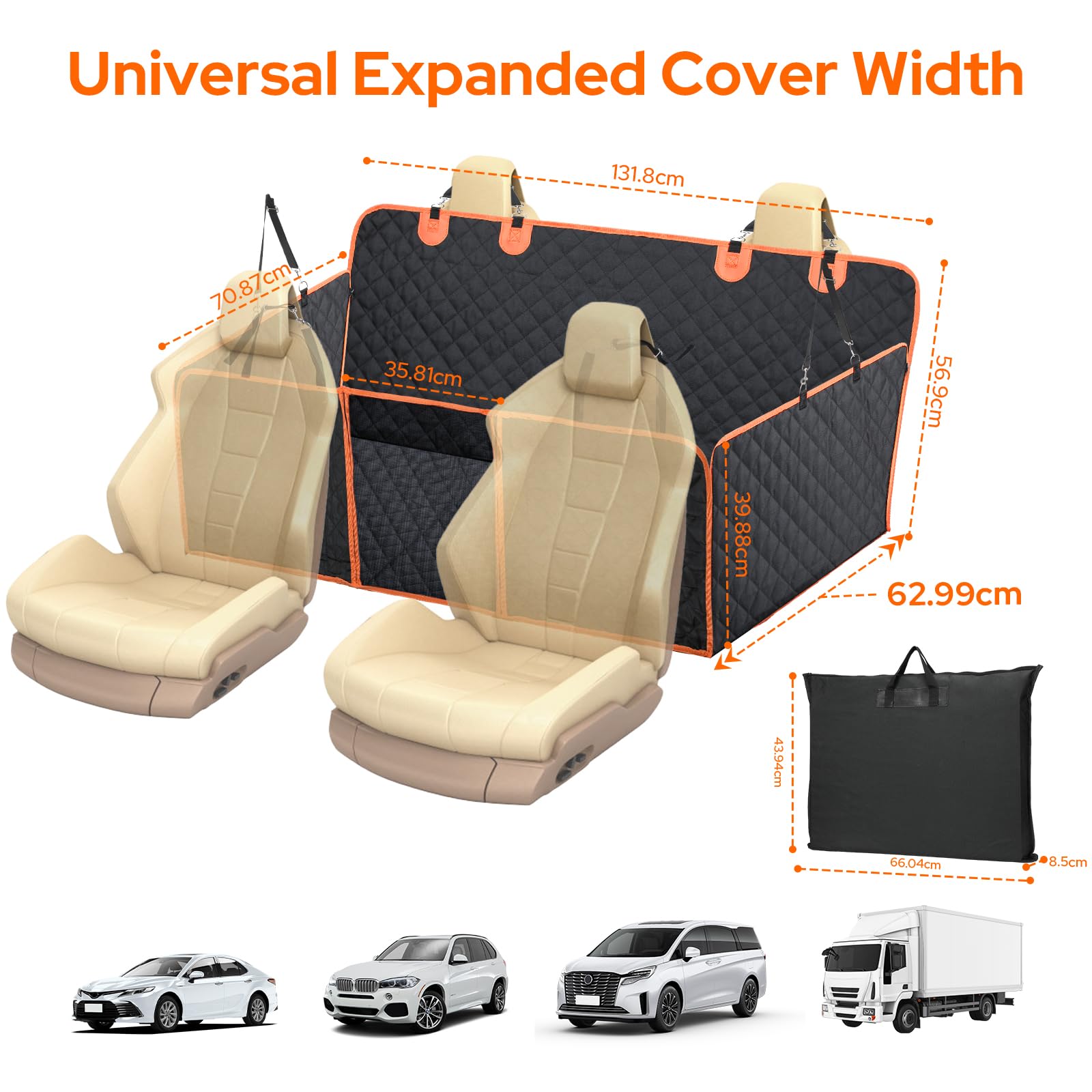 Euqvunn Coprisedile Auto per Cani Telo Rigido [Dimensioni più Ampie e Clip in Metallo] Telo Auto per Cani, Impermeabile Telo Macchina per Cani, Universale Telo Rigido Bagagliaio Auto per Cani