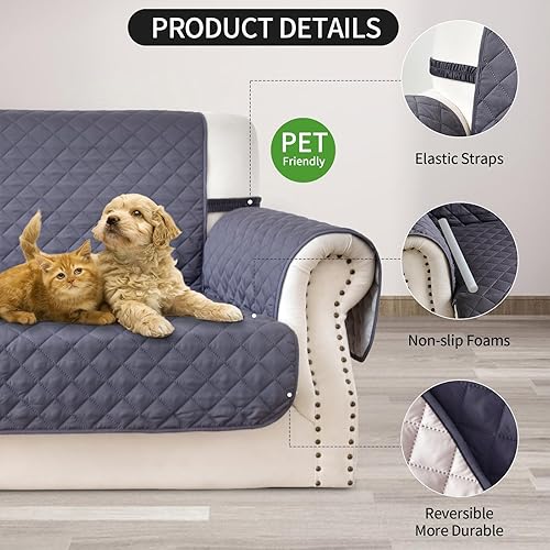 Miniatura 3 de Fundas para sillas reclinables, fundas de sofá, protector de muebles para perros (sillón reclinable pequeño, gris oscurobeige)