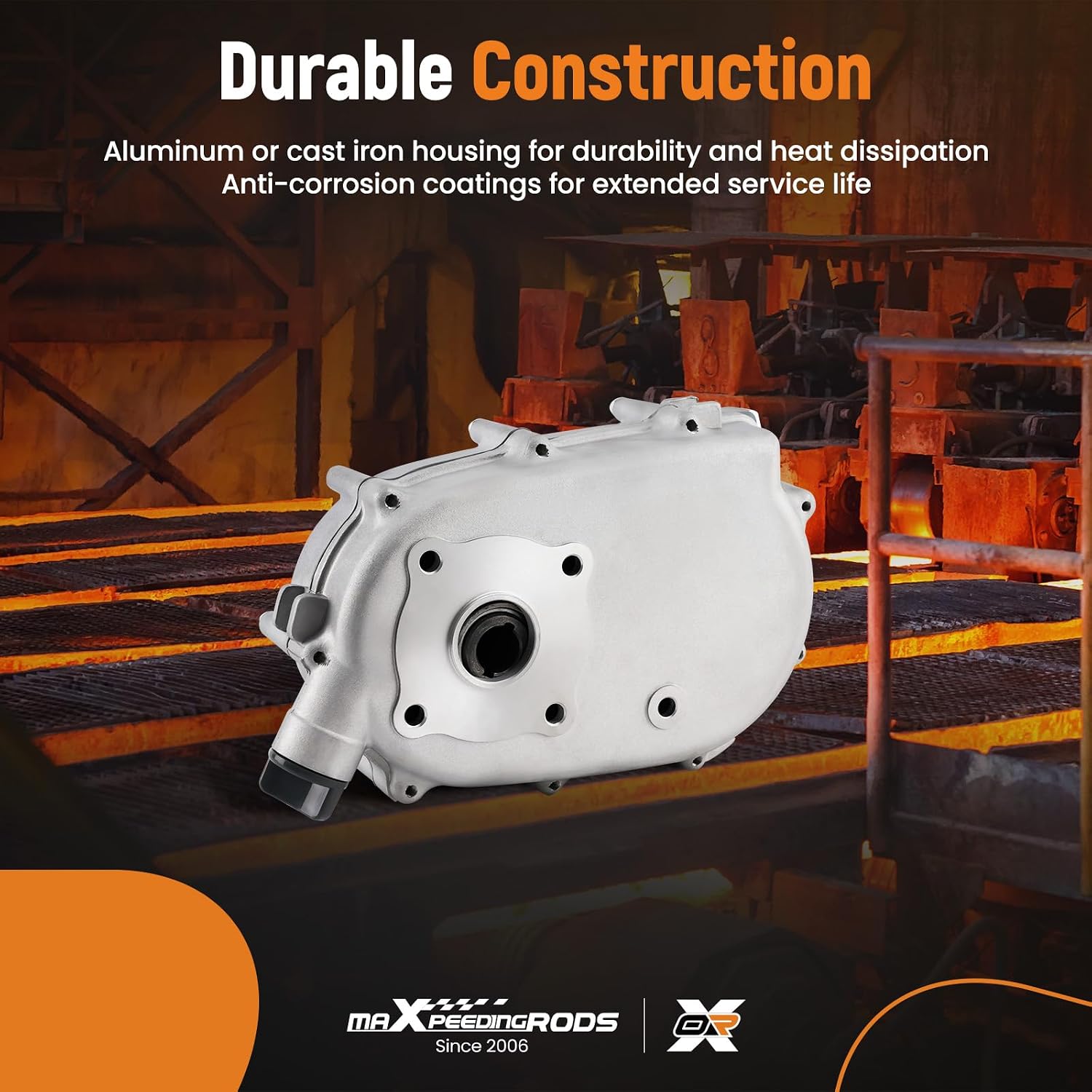 Durable Construction graphic showing the gearbox in an industrial setting