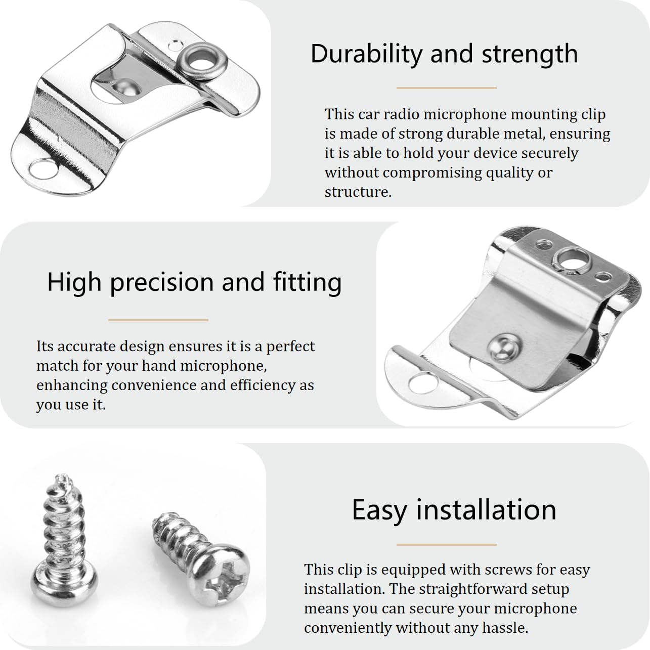 Universal Microphone Clip Holder for Car Radio Quick Installation with Screws Set Secure Mount for Two Way Handheld Transceivers and Communication Devices image 2