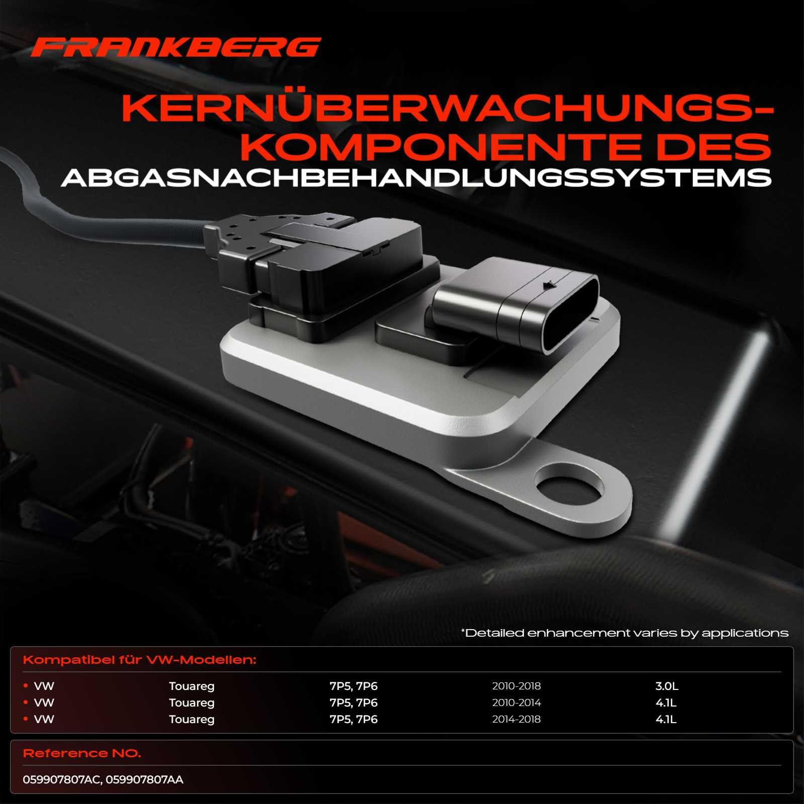 Frankberg Noxsensor Klopfsensor Sensor 5-polig Kompatibel mit T.o.u.a.r.e.g 7P5 7P6 3.0 V6 TDI 4.2 V8 TDI 2010-2018 Replace# 059907807AA,059907807AC