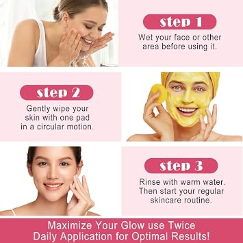 Kojic Acid and Turmeric Cleansing Pads, Turmeric Kojic Acid Pads for Face Scrub, Deep Cleansing Dark Spots with Lemon Extract, Vitamin C, Vitamin B5 (40pcs)