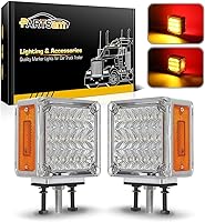 Vista 8 de Partsam, luces ledes para camión o remolque, cuadradas, de doble cara, ámbar/rojo (2 paquetes, 39 unidades), para Peterbilt, Freightliner, Kenworth
