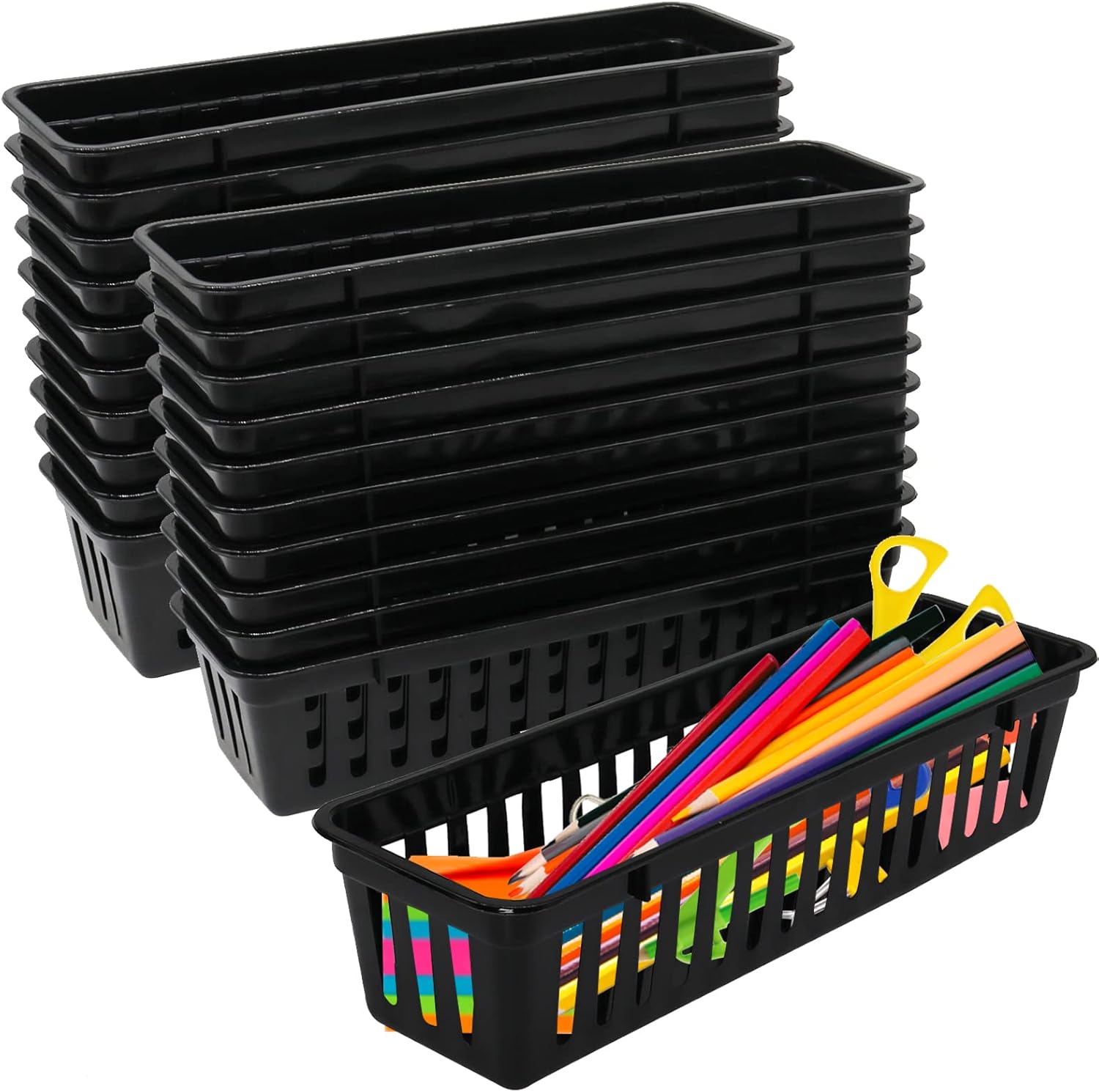 ZOFEHV Classroom Pencil Basket Trays, Plastic Pencil