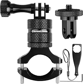 ChromLives Suporte de bicicleta para GoPro, suporte de guidão com rotação de 360 graus, suporte de alumínio para mountain bike/motocicleta - compatível com GoPro Hero 11/10/9/8/7/6/5, câmera de ação