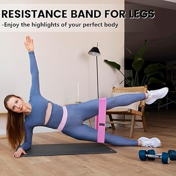 Exercise Band Set, Non-Slip Resistance Bands for Legs & Glutes, Multi-Colored Fabric Workout Booty Bands for Men & Women, Home Fitness, Rehab, Yoga, Pilates