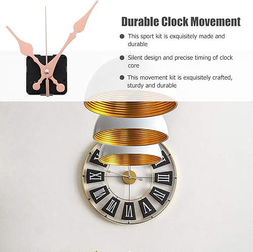 Miniatura 5 de DOITOOL Motor de reloj, 4 juegos de mecanismo de movimiento de reloj de eje largo de alto par con agujas de espada larga y colgador, piezas de reloj