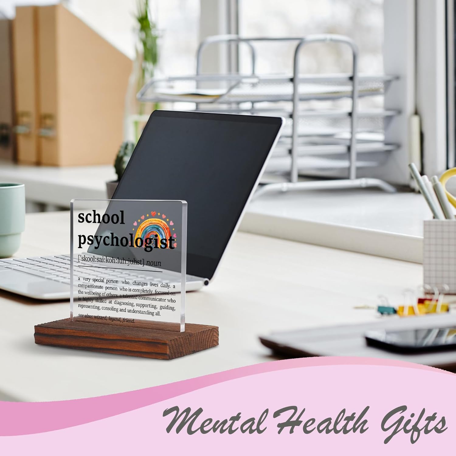 School Psychologist Definition Clear Desk Decorative Sign, Thank You Therapy Office Decor Gifts for School Psych, Appreciation Week Gift for Counselor Guidance Classroom Desk Decor Plaque TZF47 - Image 3