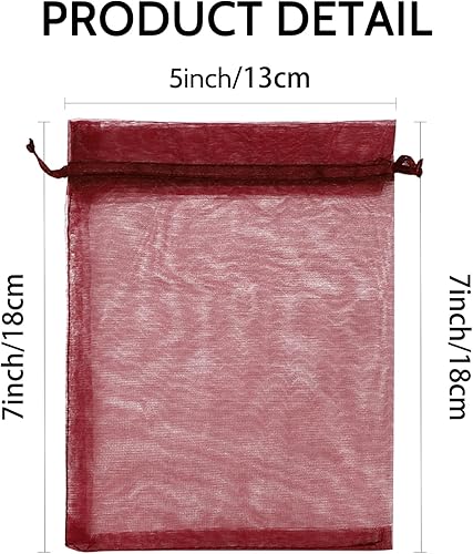 Miniatura 48 de Wudygirl 100 bolsas de organza gris transparente de 5 x 7 pulgadas con cordón transparente, bolsas de joyería para fiestas, bodas, vacaciones