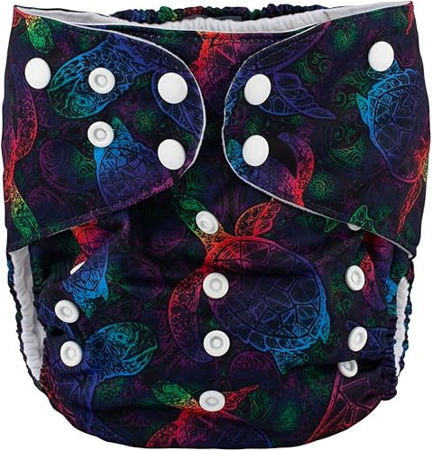 Pañal de tela de 2 a 7 años de edad, bolsillo reutilizable, lavable, para bebés y niños pequeños (tortugas)