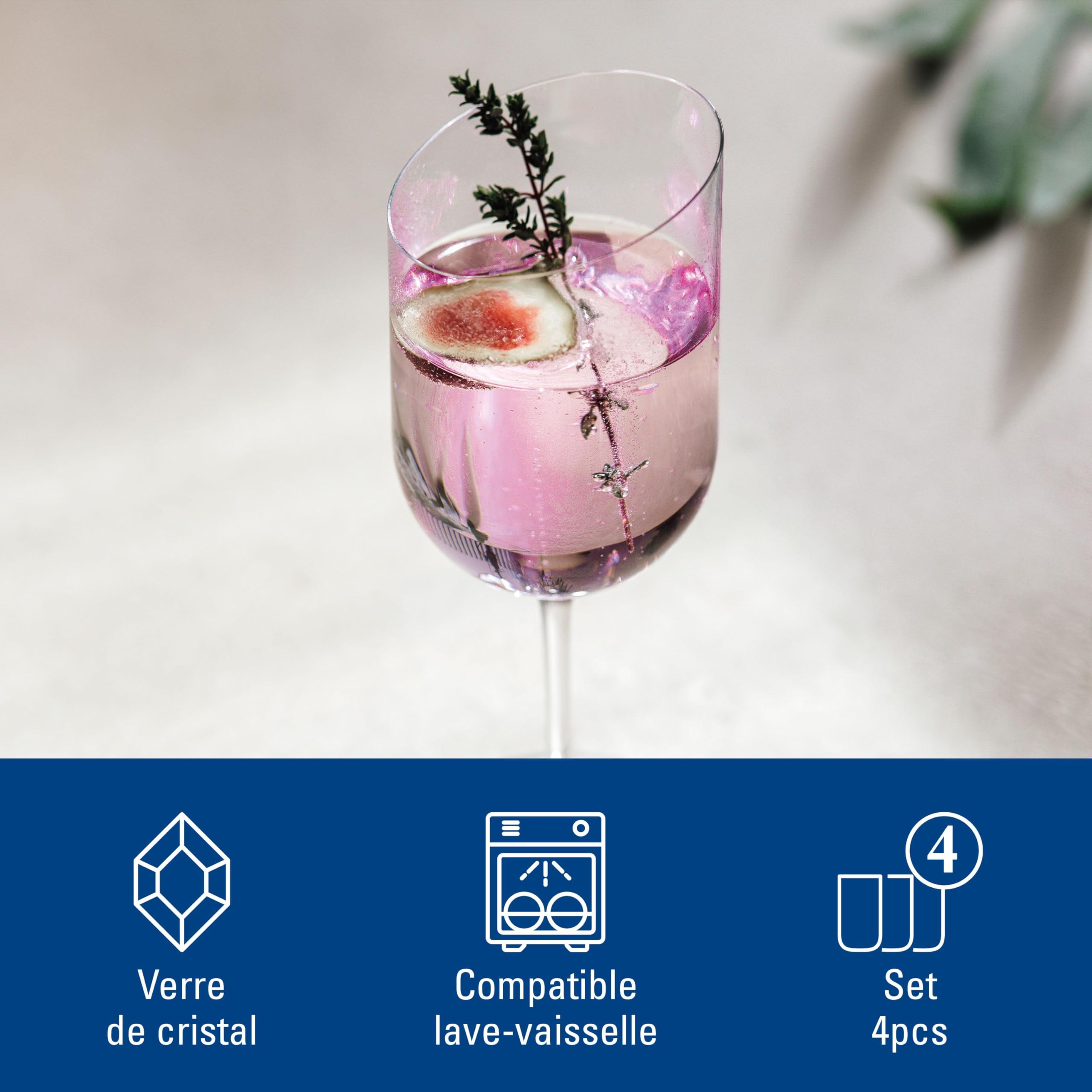 Villeroy & Boch - NewMoon Verre à Vin Blanc Set 4 Pièces Transparent, Garanti Lave-Vaisselle, Service à Vin Blanc, Ensemble de Verres, Set de Verres, Cristallin