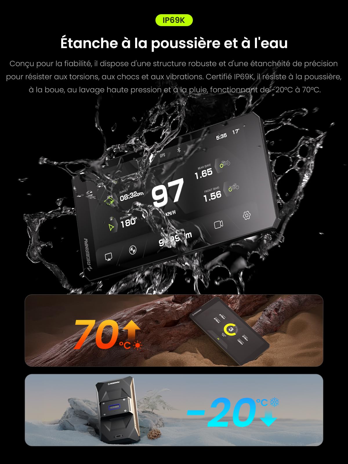R7M 7" CarPlay et Android Auto sans Fil pour Motos BMW - Commande Native Wonder Wheel & Action Camera | Lecture des Données en Temps Réel (TPMS/RPM) | Mises à Jour OTA | GPS IP69K | Nav Pre