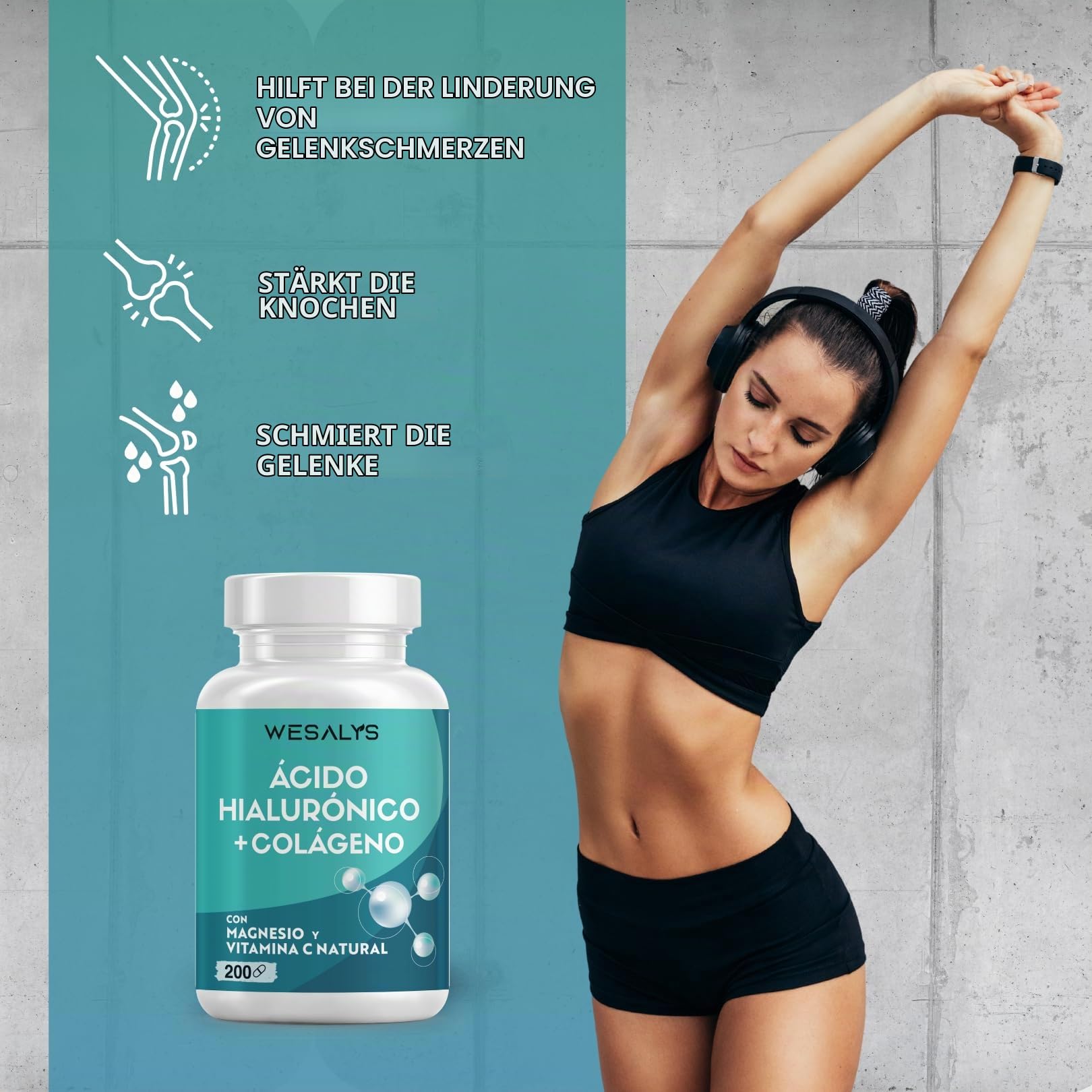 Hyaluron Kollagen Komplex - 200 Kapseln – 2000mg Collagen hochdosiert Angereichert mit Hyaluronsäure, Coenzym Q10, Zink, Vitamin C, Vitamin A, Vitamin E, Magnesium – Laborgeprüft (Packung mit 2)