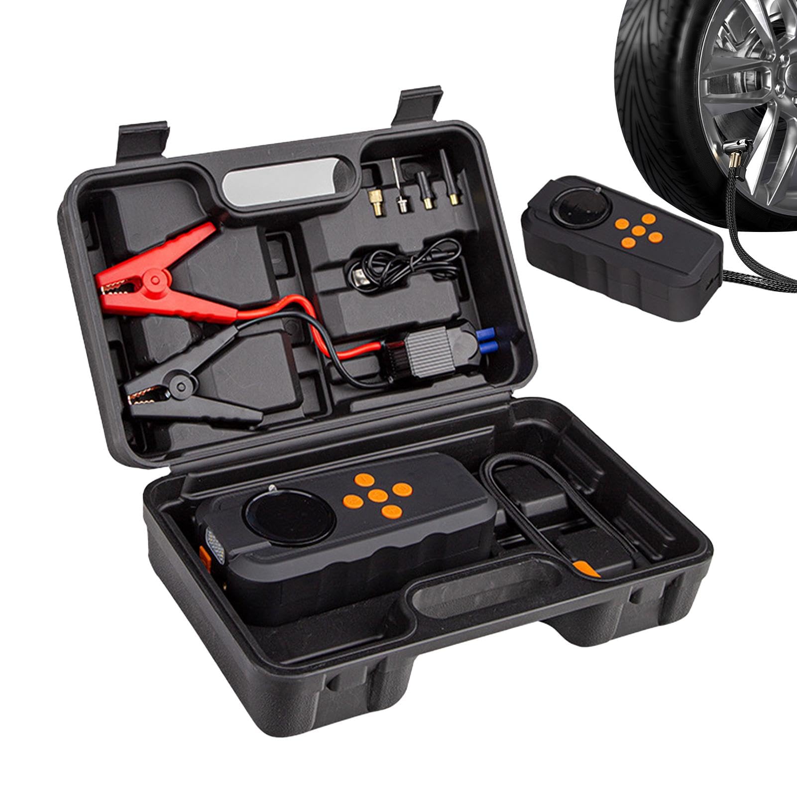Paquete de energía de arranque | Arrancador portátil para coche | Arrancador de vehículo | Bomba inflable con pantalla LED, arrancador de coche y motocicleta, cargador portátil de 12 V para