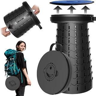Taburete Plegable XXL Mejorado, taburetes portátiles para Adultos, Silla Plegable más Resistente con Capacidad de Carga de 1000 Libras, Ajustable, retráctil, Taburete de Camping para
