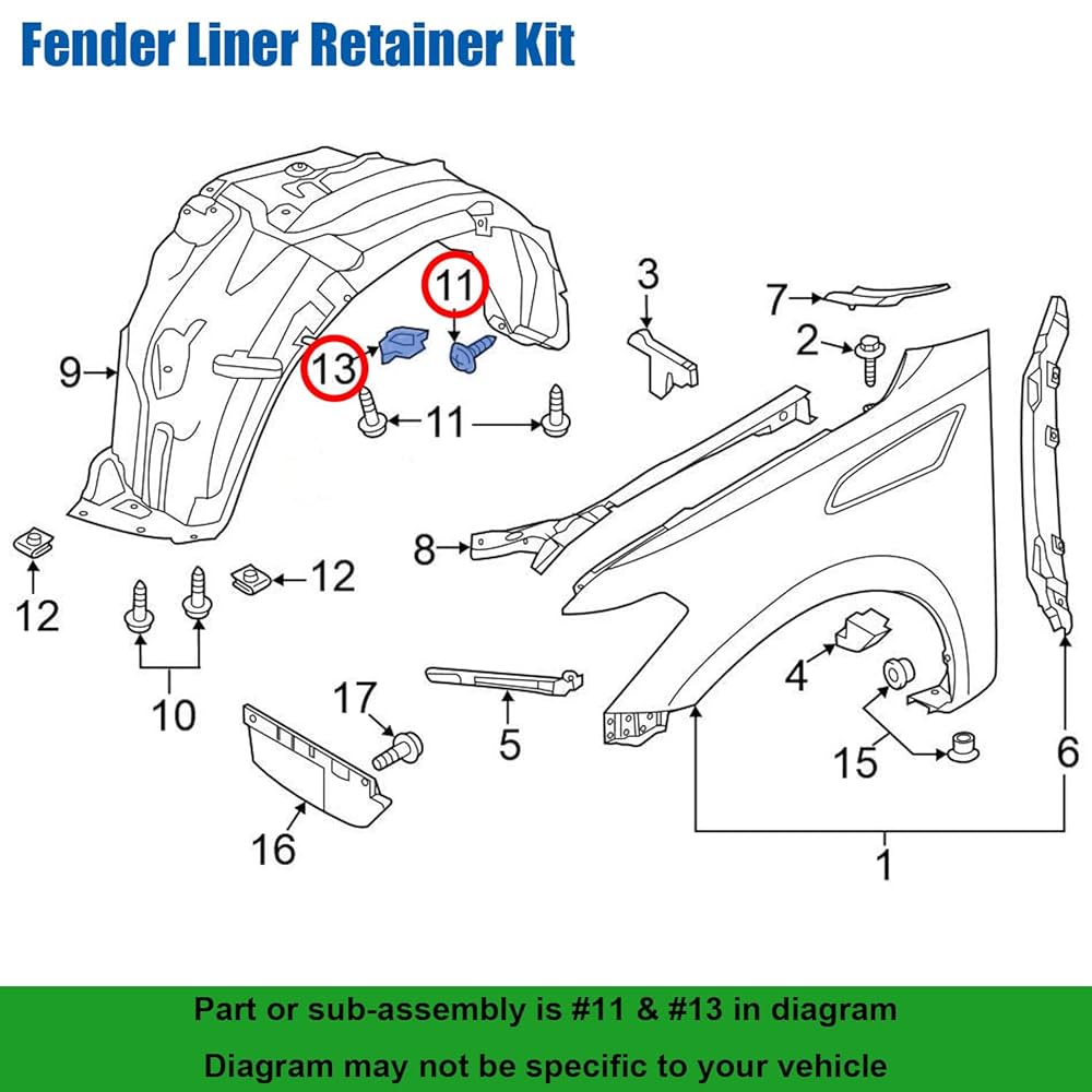 Amazon.com: OAUTOO 10Sets Fender Liner Bumper Cover Splash
