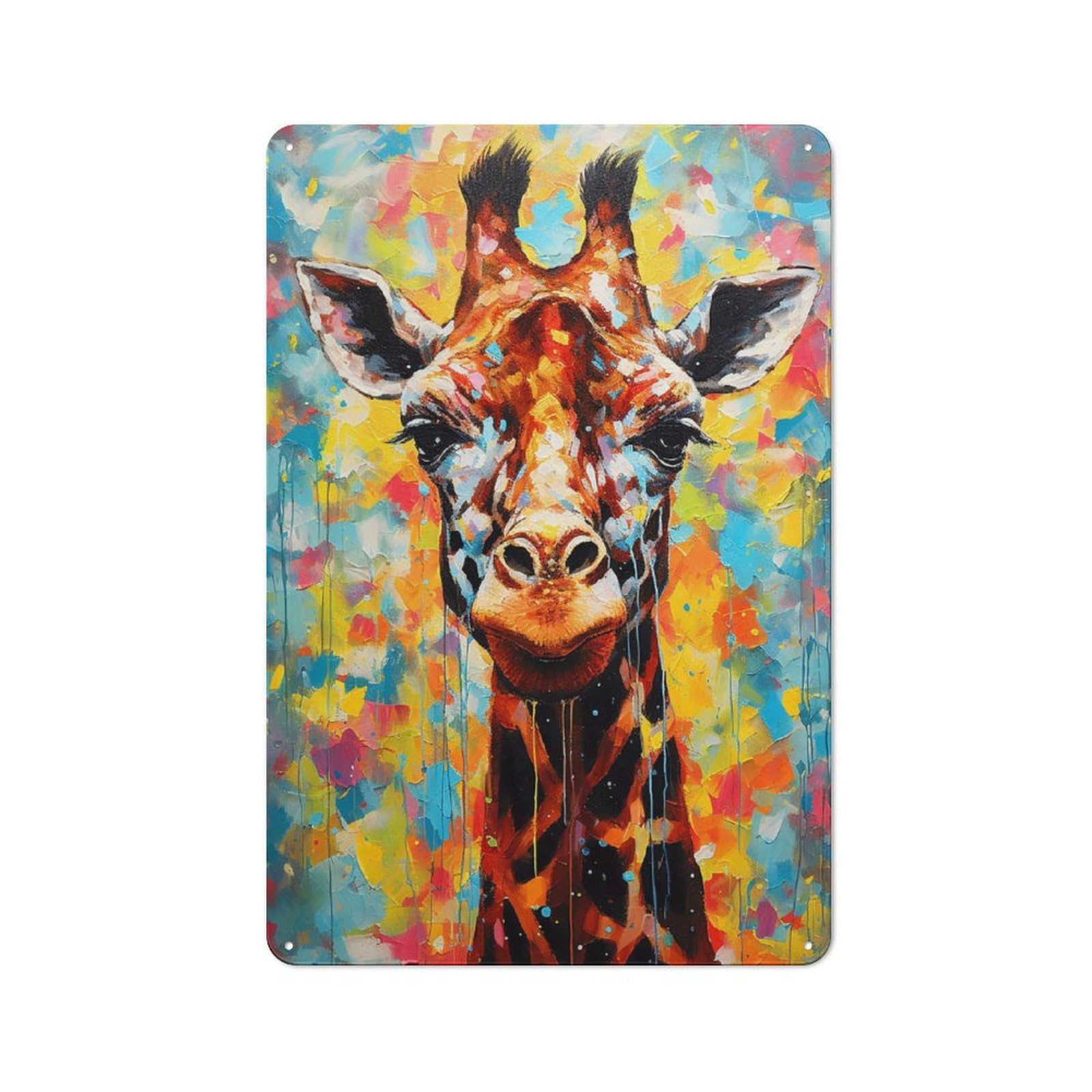 Junmoney Style-2 Giraffe Abstract Painting Rustic Metal Plaque 30X20cm For Café Or Restaurant, Wall Decor For People Reorganising Café And Restaurant