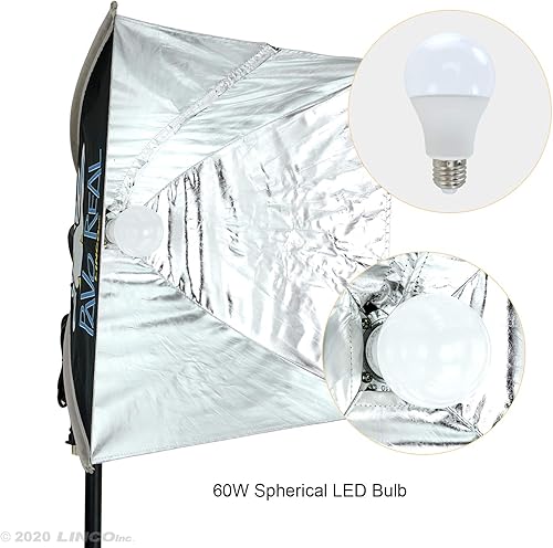 Miniatura 5 de LINCO Lincostore AM270 - Kit de iluminación de estudio para fotografía fotográfica continua, 16 x 16 pulgadas, con 2 bombillas de retrato