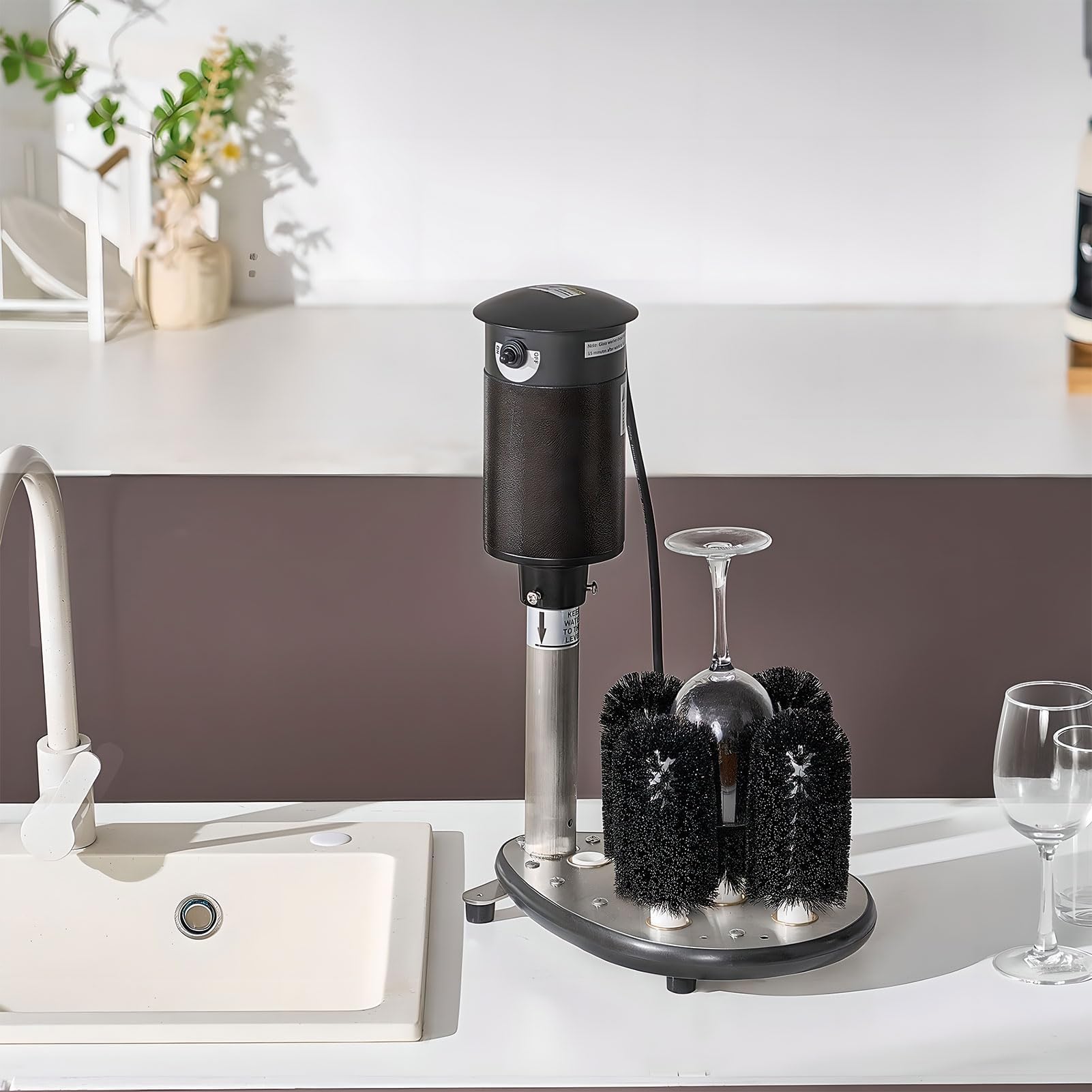 Lavadora eléctrica de vidrio, 1200 tazas/h, limpiador comercial con 5 cepillos para tazas de cerveza, bares, cafeterías, restaurantes