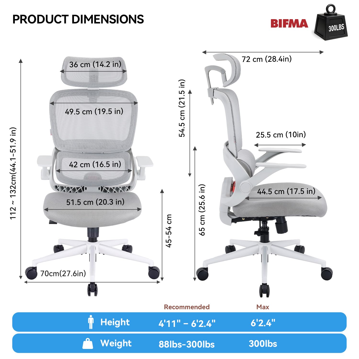 SIHOO M18 Ergonomic Office Chair, Computer Desk Chair with Adjustable Headrest and Lumbar Support, High Back Executive Swivel Chair for Home Office (Pure Black) view 9