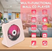 KOVCDVI CD Lejátszó Bluetooth 5.0 Hangszóróval - Asztali Hordozható CD Player FM Rádió USB AUX Fejhallgató Csatlakozó Rózsaszín 3