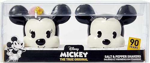 Miniatura 4 de Disney Mickey y Minnie Mouse - Juego de salero y pimentero de cerámica, diseño clásico vintage del 90 aniversario, decoración oficial de Disney para