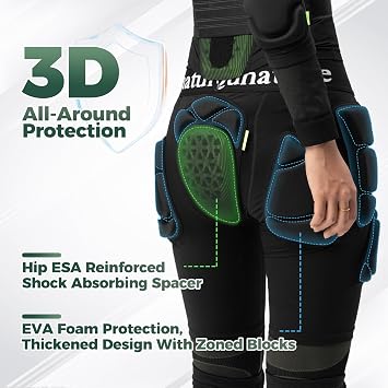 Protective Trousers Snowboard Protective Equipment 3D Hip Pad EVA Protector Trousers Padded Shorts for Men and Women Extended Design for Skiing Climbing and Mountain Biking