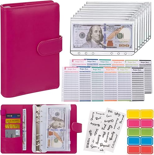NICOOTH Carpeta de presupuesto, sobres de efectivo para presupuestos, organizador de dinero para dinero en efectivo, sobres de cuero A6 carpeta de