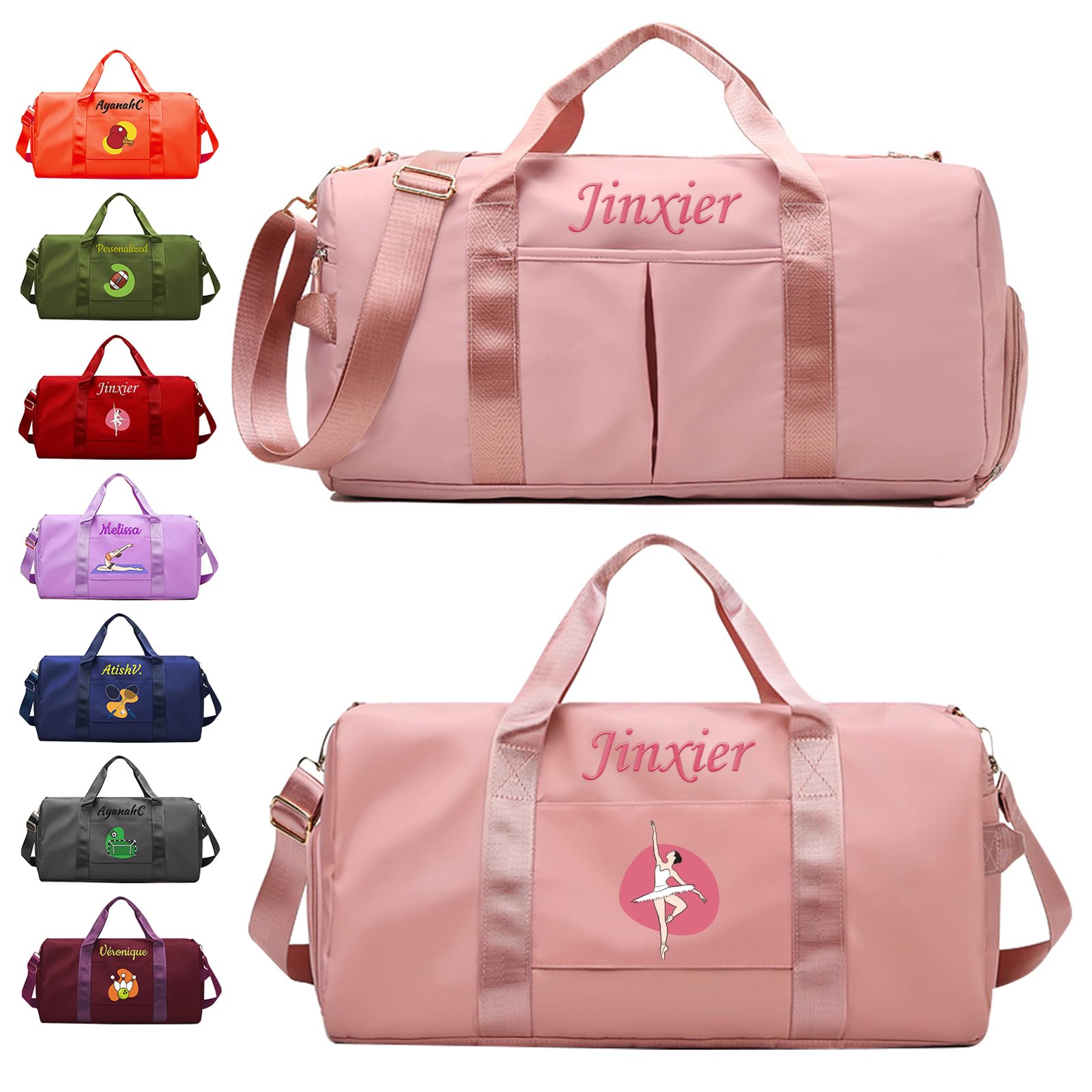 Personalized Duffle Bag with Embroidery Name/Color Print logo, Gym Bag Weekend Getaway for Women Men, Duffel Bag for Sports, Waterproof Dufflebag with