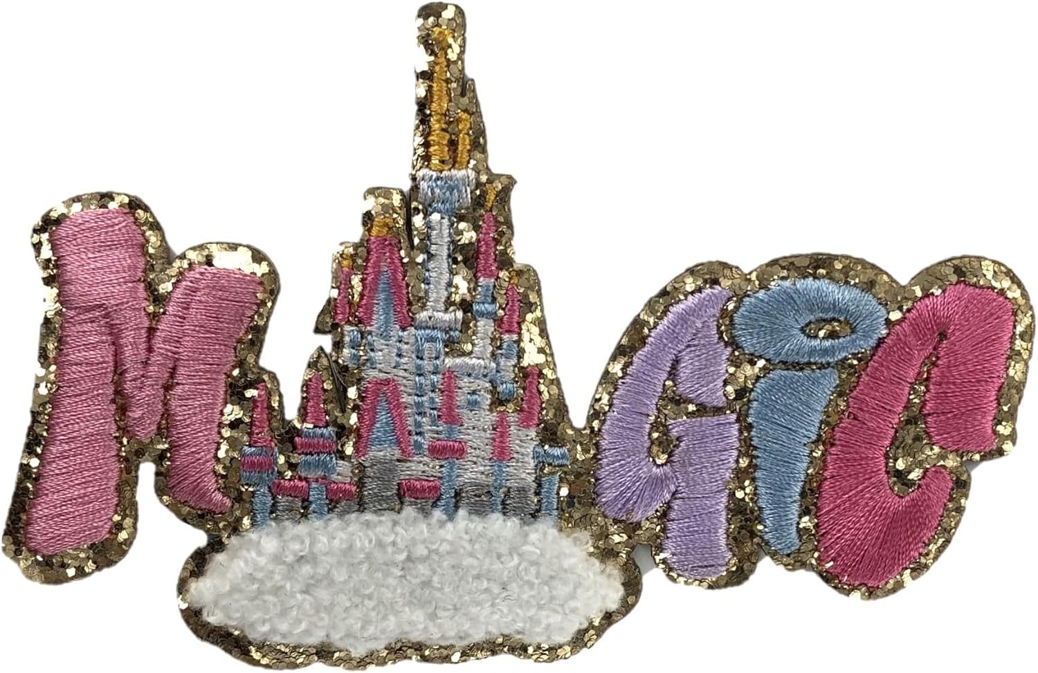ZOOX Mickey & Friends Sticker Patches 3M Adhesive, Classic Chennile w/Gold Glitters 4.75" (Kitty XL)