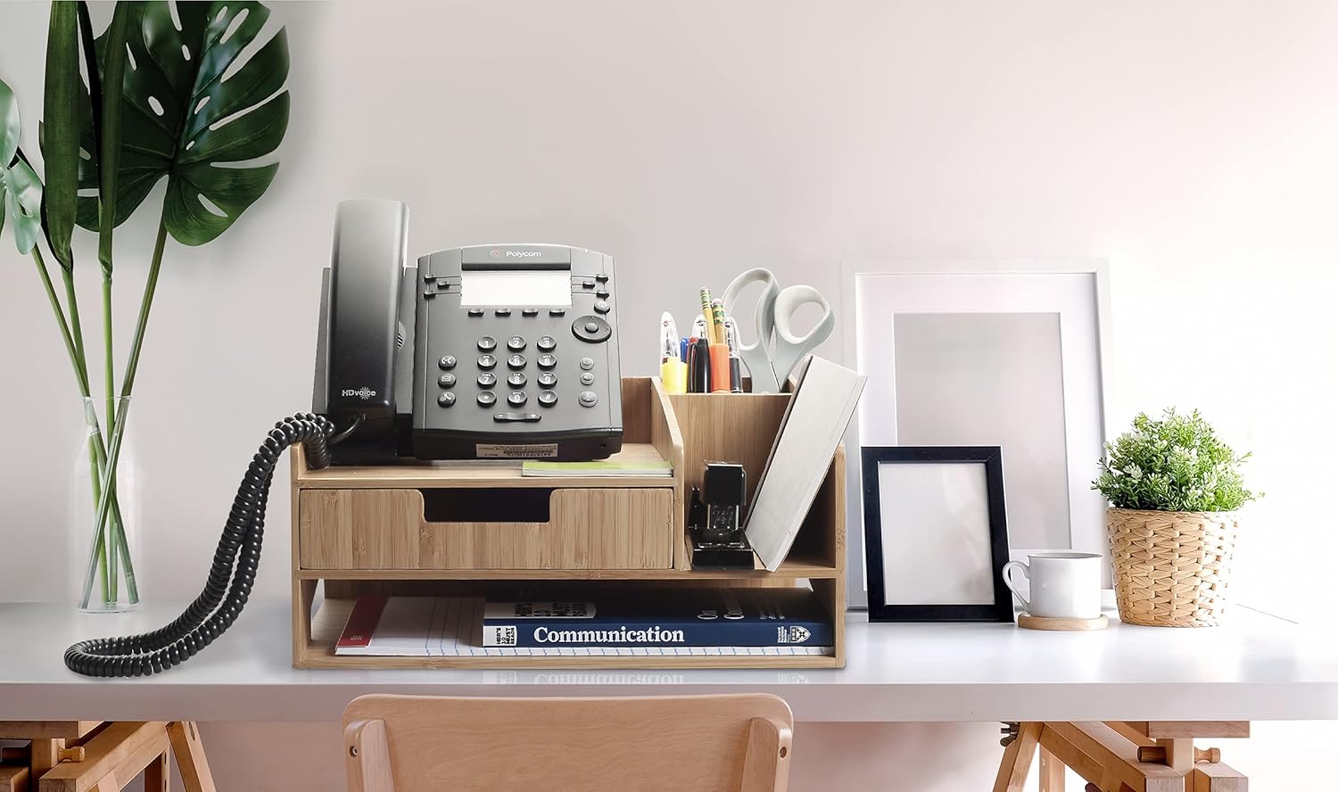 MobileVision Bamboo Paper Tray Office Organizer for Files, Documents, Letter Sorter, Envelopes and Magazine Holder (File & Paper Organizer)