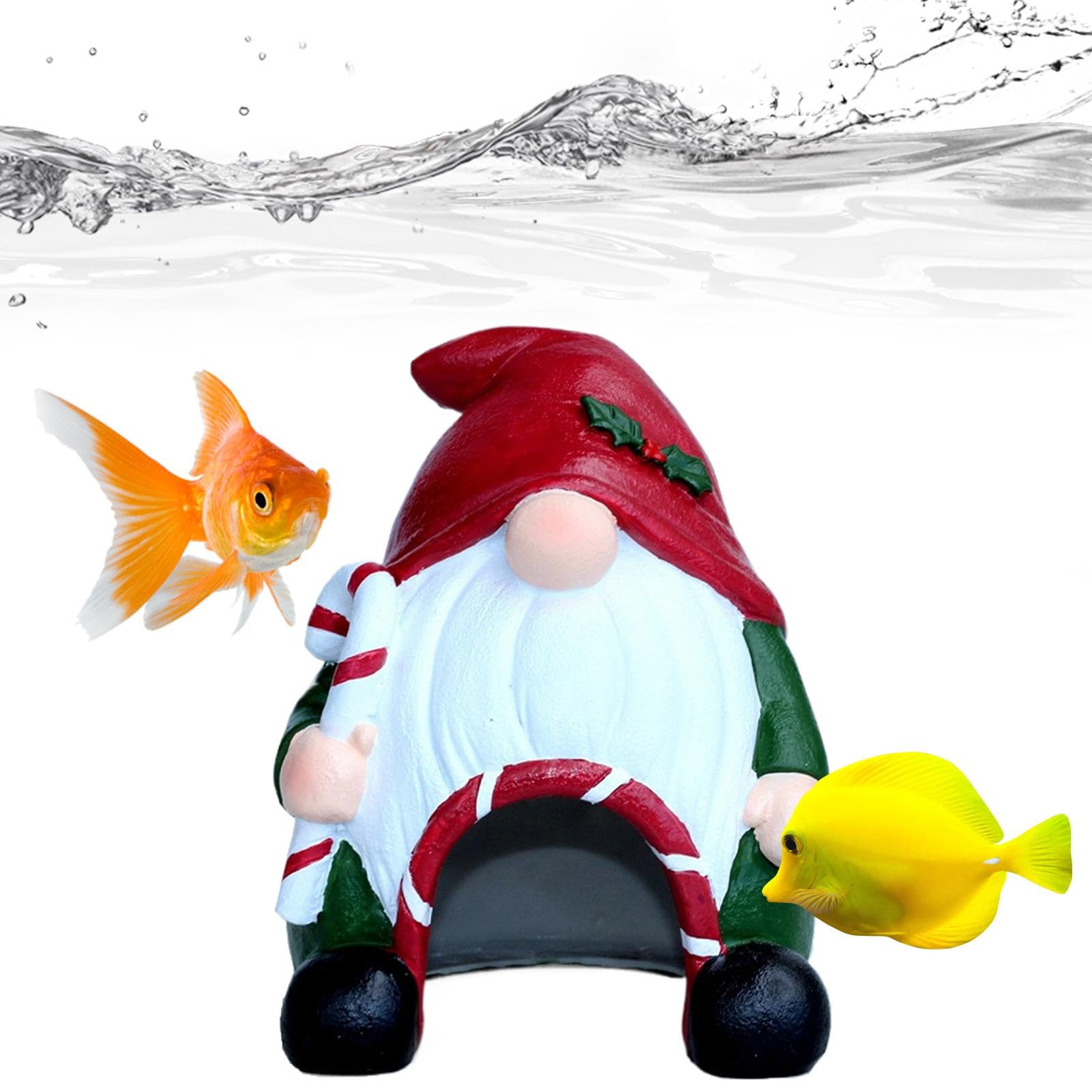 Resin Aquarium Christmas Decor - Cartoon Fish Tank Ornament, Holiday-Themed Decorative Piece | Multifunctional Fish Tank Landscaping, Stable Base for Aquariums, Ideal Holiday Fish Tank Accessories