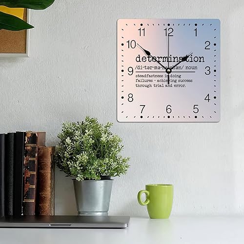 Miniatura 84 de Reloj de pared cuadrado de PVC con definición de contador, refranes motivacionales, reloj de pared grande, descripción de la palabra, 12 pulgadas