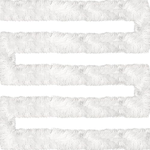 Jishi Guirnalda de Navidad de 50 pies, guirnalda de oropel plateada para decoración de árbol de Navidad, decoración navideña no iluminada,