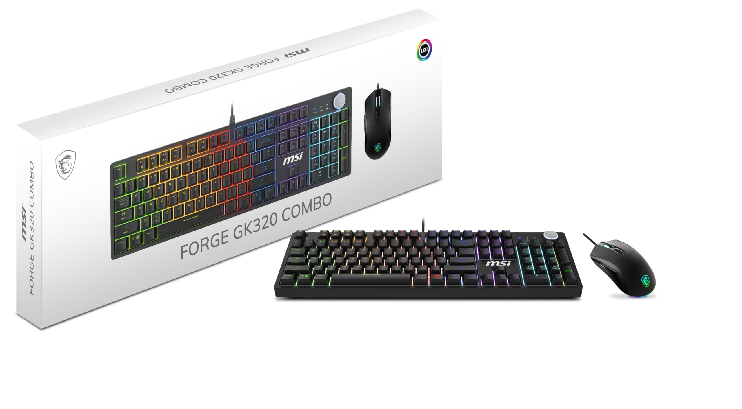 Forge GK320 Combo RED US – Gaming RGB Keyboard & Mouse Set, 26-Key Anti-Ghosting, 12800 DPI Optical Sensor
