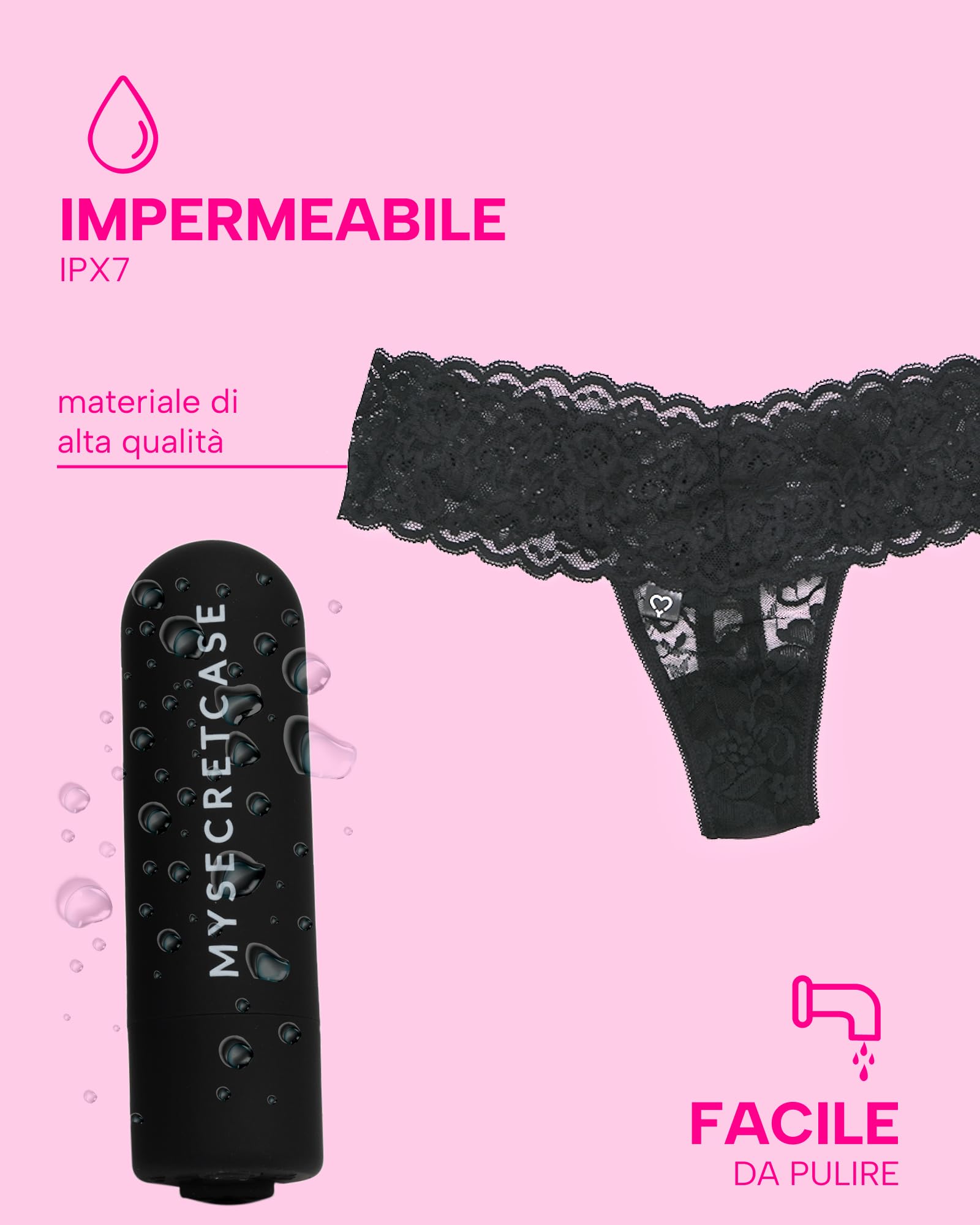 MySecretCase Mutandine Vibranti con Telecomando - Vibratoreper Donna Professionale, Sextoys Coppia, Vibratore Clitoride Femminile, Stimolatore Vibrante Donne Piccolo, Mutande Sexy a distanza (S/M)