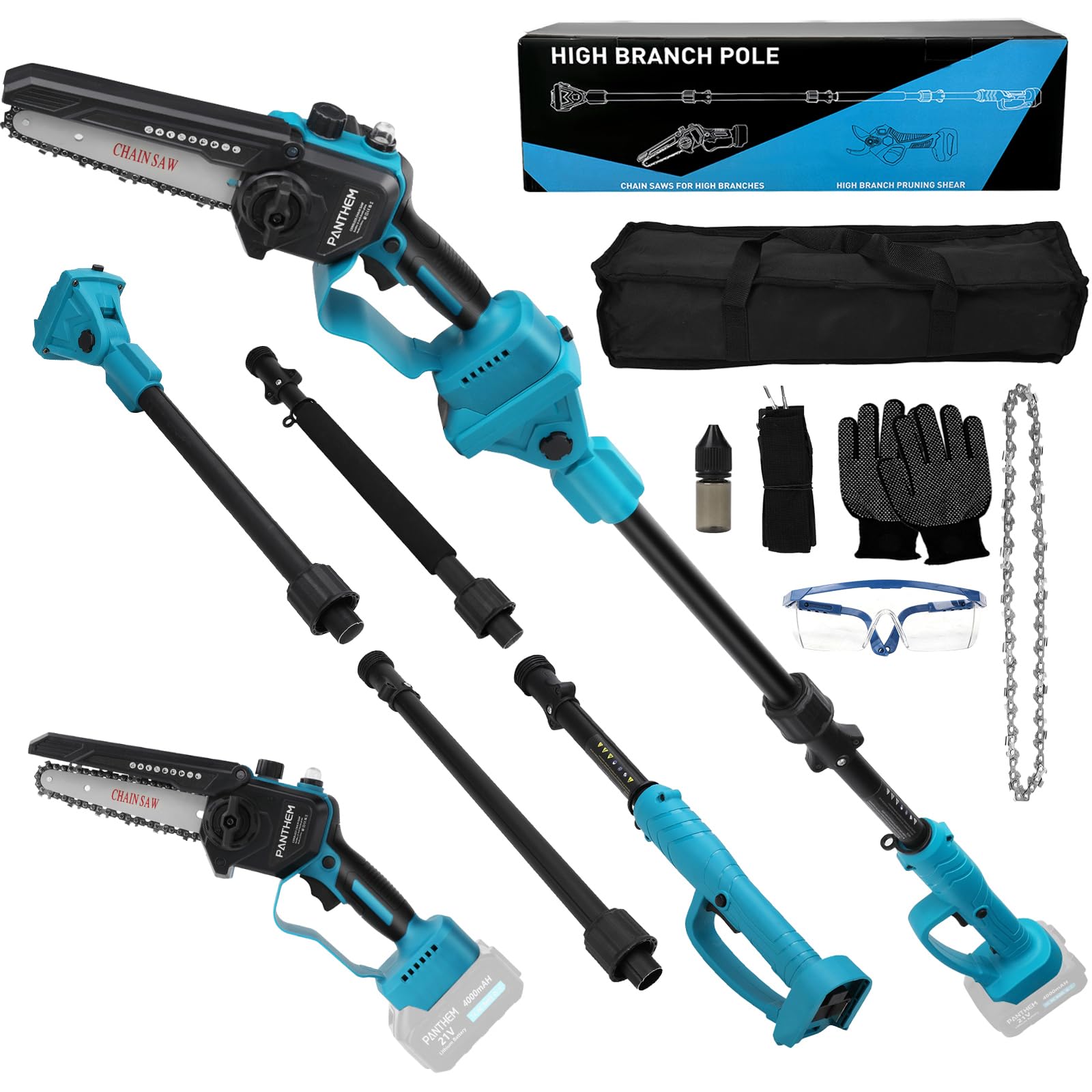 Akku Kettensäge Mini 8 Zoll Elektro-Kettensäge klein Kettensägen mit Kette Sicherheitsschloss Automatischer Öler akkusäge Handkettensäge Gartenscheren