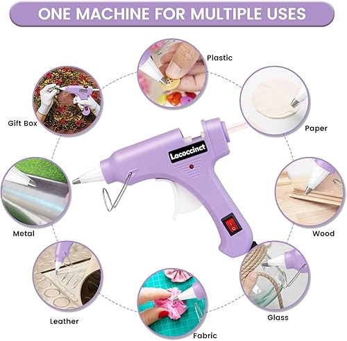 Miniatura 5 de Pistola de pegamento caliente, kit de mini pistola de pegamento caliente con 30 barras de pegamento, precalentamiento rápido para manualidades