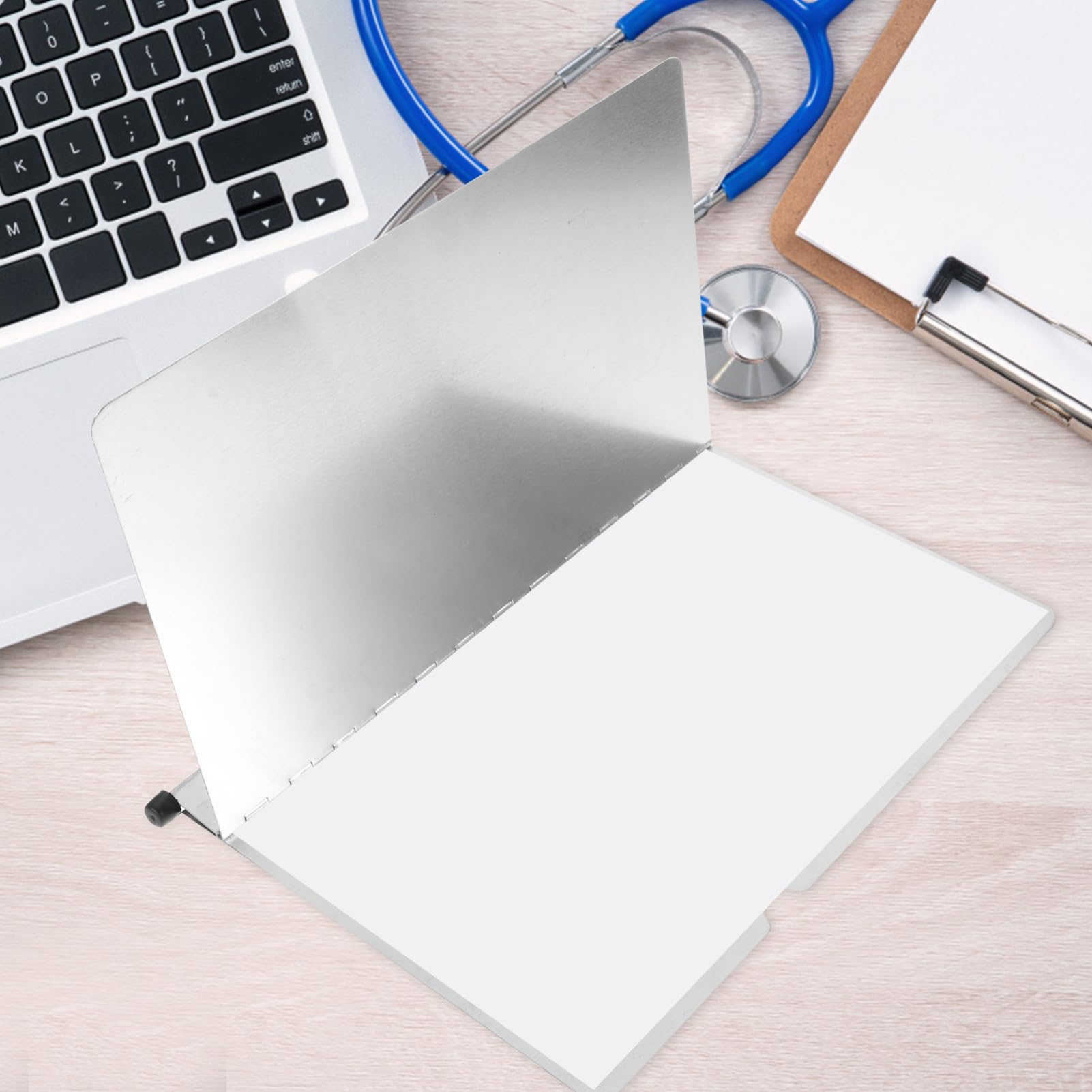 Operitacx Edelstahl Aktenordner mit Klemmbrett A4 Größe Hoher Fassungsvermögen Medizinischer Aktenordner für Krankenschwestern und Büroangestellte Praktische Dokumentenmappe