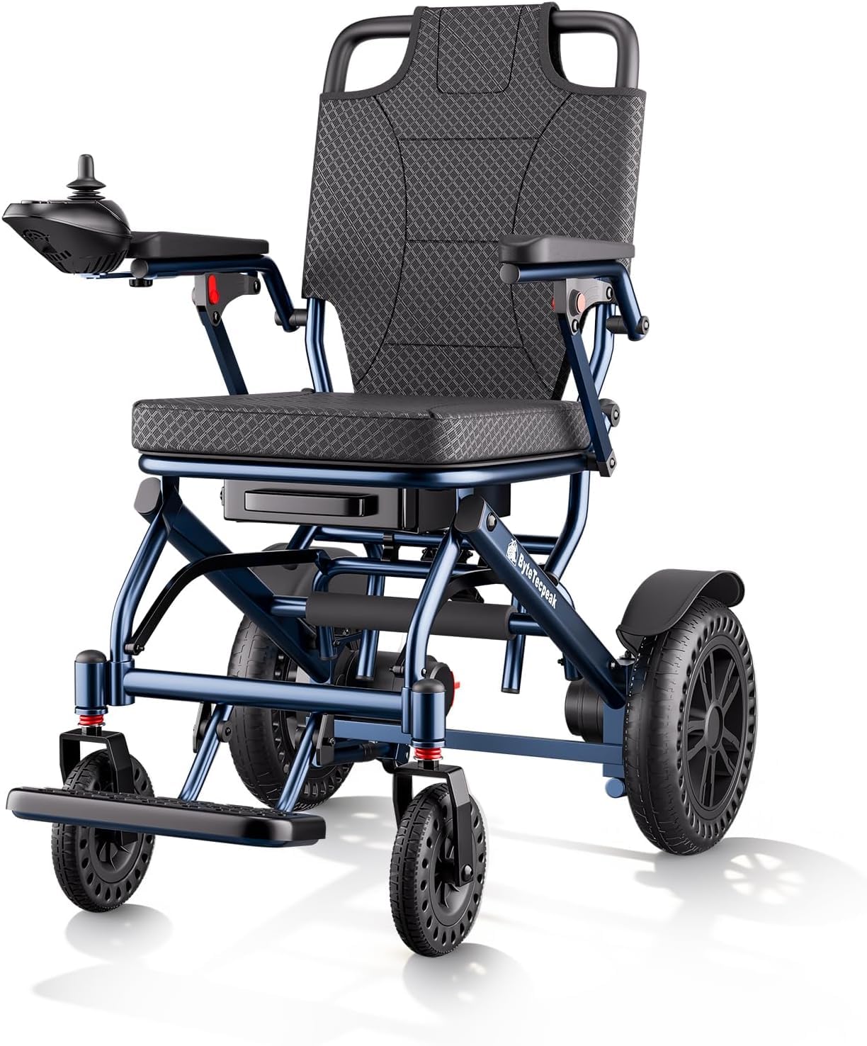 Elektrorollstuhl Faltbar Leicht, Tragbarer Elektro-Rollstuhl mit 20km Reichweite, 150kg Tragkraft, Joystick-Steuerung für Senioren Erwachsene Behinderte, Indoor Outdoor Mobilitätshilfe, Blau