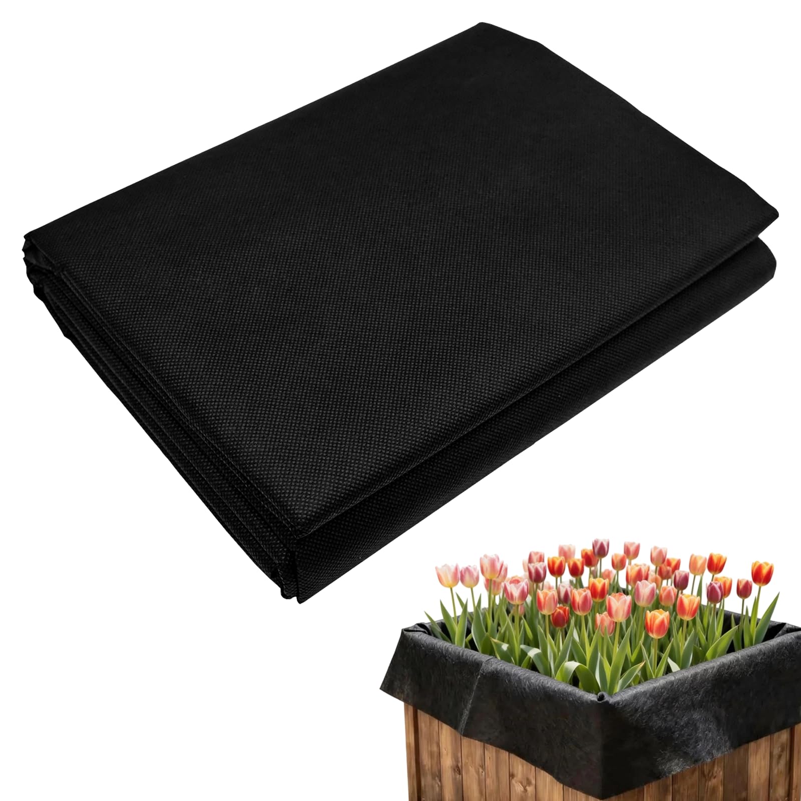 OVBOVA Beetvlies aus Vliesstoff 162x210 cm für Hochbeet und Gemüsekübel – Atmungsaktive Pflanzunterlage als Drainagehilfe & Erdauslaufschutz für Garten und Terrasse