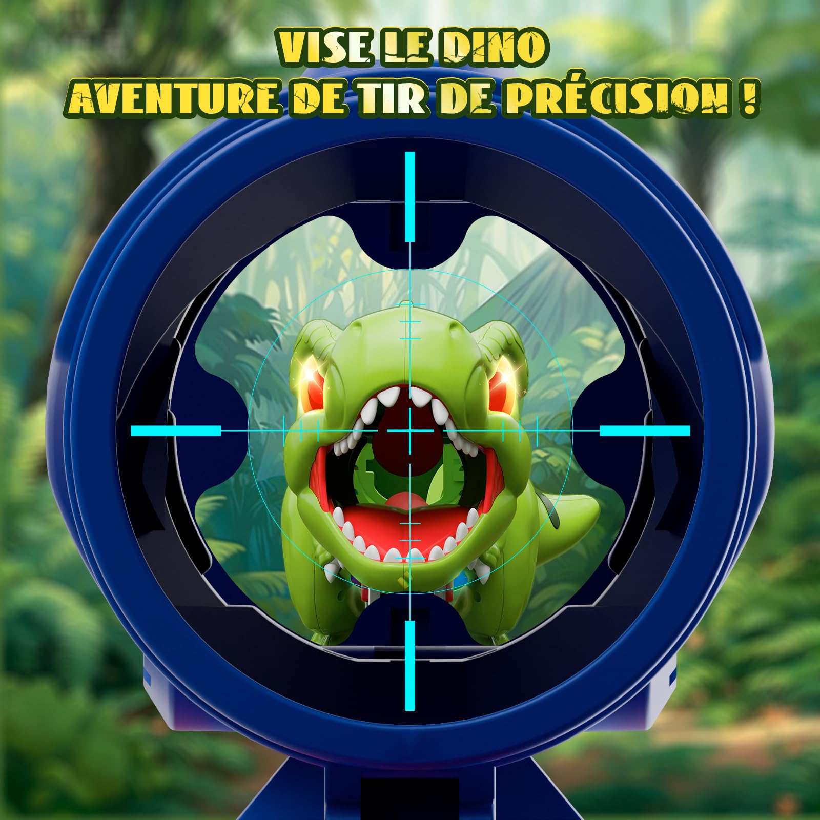 Jouet de tir de Dinosaure Enfant Mobile! Jeux Garcon 3-10 Ans, 2 Pistolets à Pompe à Air avec Lunette, Balles, Score LED, Rugissant, Yeux Ventre Brillants, Noël Cadeau garçon 3 4 5 6 7 8 9 10 11 Ans