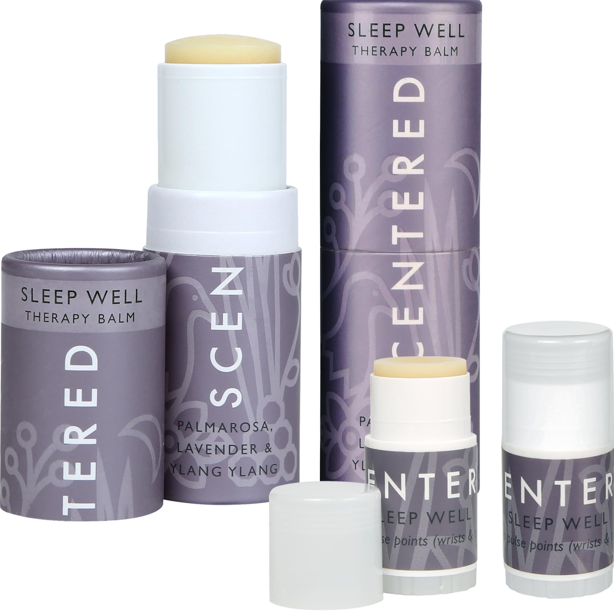 Sleep Well Aromatherapy Balm Saver Bundle - 2 x 5g Balms & 2 x Mini Travel Balms for Restful Sleep - Lavender, Clove, Rose, Chamomile, Ylang Ylang Essential Oils - Relaxing Gifts for Women